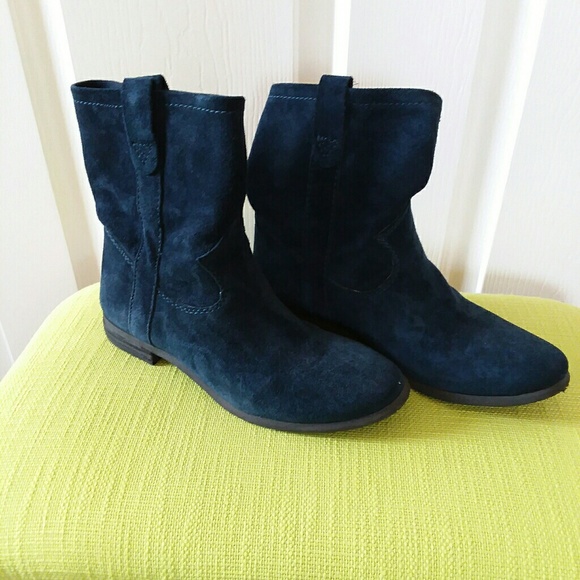Vince Comuto blue suede ankle boots low heel - Picture 2 of 7